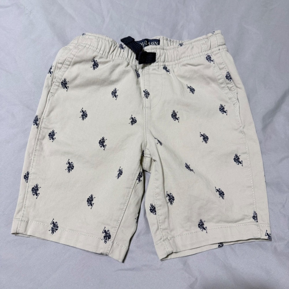 U.S. Polo Assn. Boys Printed Pull-On Twill Shorts,‎ Khaki,